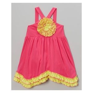 Sam & Sydney  Fuchsia & Lime Green Rosette Dress